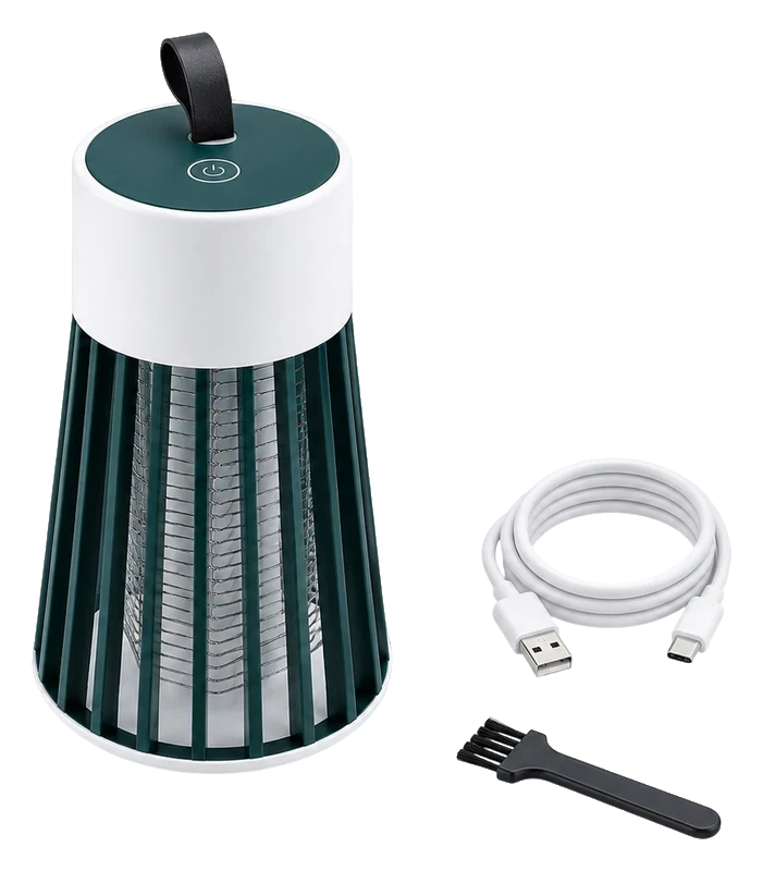 Lámpara, cable USB y cepillo